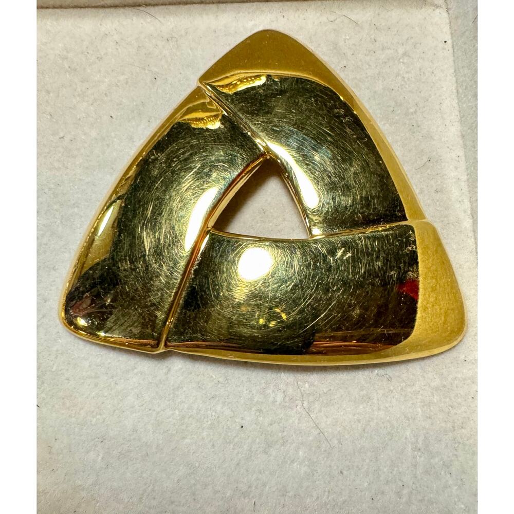 Vintage Monet Gold Tone Abstract Brooch 90s Modernist Sculptural Pin Minimalist